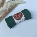 Pleated bubble shawl in dark green cotton viscose fabric with floral paper sleeve - Style #18