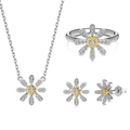 Exquisites Schmuckset aus S925 Sterlingsilber mit Gänseblümchen-Halskette und Ring - Größe 6 / Gänseblümchen-Stil-Set (DY180037-S-Q-HB#6)