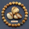 Natural Picture Stone beaded bracelet with unique earthy textures and patterns - Jasper