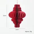 Red honeycomb paper Christmas tree ornament with dimensions 15cm x 11cm and red hanging string - 15CM Small Red Style B