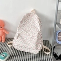 Zaino floreale bianco con piccoli fiori rosa su sfondo di tessuto a scacchi - Stampa Floreale