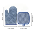Guanti da forno e presina resistenti al calore a pois blu con misure dettagliate - Blu#Cotone Lino