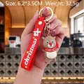 Cute brown reindeer PVC keychain with red silicone wristband and golden metal clasp - Christmas Reindeer-2