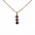 18K vergoldete Schlangenkette mit runden weißen rosa und roten Zirkonia Steinen - Gold-Drei Runde Steine