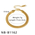 Golden 18K gold-plated woven mesh bracelet with adjustable lobster clasp and 6mm flat band - Double Row Woven Chain (NB-B1162)