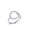 S925 Sterling Silber Hohlkreisring mit Pavé-Fassung aus weißen Zirkonia-Steinen - US-Größe 5 / Weißgold