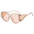 Y2K oversized cat-eye sunglasses in transparent champagne tea color with cut-out arms - Champagne Frame Champagne Lens