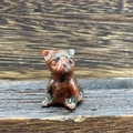 French Bulldog figurine carved from red and black speckled natural crystal stone - Glitter Red