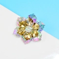 Crystal flower brooch pin in rainbow and amber tones for wedding fashion accessories - White Champagne