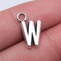 Silver alloy letter W pendant charm for DIY jewelry making with antique finish - Letter W (B15676) / Antique Silver