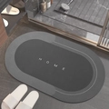 Gray oval quick-dry bathroom mat with HOME text and non-slip absorbent material - Lake Baikal (oval) - Dark Gray / 40*60cm