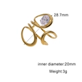 Detailed view of 18k gold plated stainless steel ring with 20mm inner diameter and zircon - Open Golden Metal Oval Zirconia Style (JR1070-G7)
