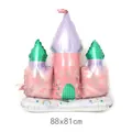 Ballon château rose et violet avec base nuage arc-en-ciel pour décoration 88x81cm - Château de rêve avec base / 88*81cm