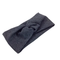 Elastic ribbed cotton cross headband for yoga and leisure in dark grey knitted finish - Dark Gray