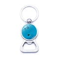 Blue bowling ball metal keychain with a built-in bottle opener and sturdy key ring - Blue Bowling Style (XSWX5575-12)