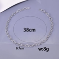 Silver stainless steel Cuban chain necklace, 38cm length and 0.7cm width minimalist style - Embossed Diamond Chain