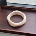 Irregular chunky cream white resin bangle featuring a modern wavy geometric design for women - Geometric Rhombus / Inner Diameter 65mm / Solid White