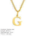 14K gold plated stainless steel letter G pendant necklace with 38+5cm adjustable chain - Letter Style(G) (CDNP014) / Gold