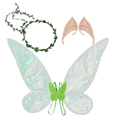 Fairy costume set with iridescent butterfly wings, elf ears, and green vine wreaths - 60cm x 48cm / Green (Wreath And Elf Ears)