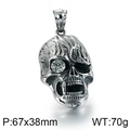 Silver skull pendant with large sparkling crystal eye in vintage retro punk style - Skull with Crystal Eye (KP82812-BDJX)