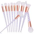 Set da 10 pennelli trucco con manici a spirale e setole bianche in metallo oro rosa - Manico a Spirale da 10 Pezzi (Setole Bianche)