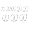 Minimalist S925 sterling silver hoop earrings in various sizes from 6mm to 15mm diameter - Outer 13mm Inner 11mm / White Gold