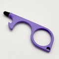 Purple multi-functional no-touch door opener tool with stylus tip and keychain hook - Purple
