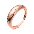 Anello a cupola in oro rosa con stelle incise e zirconi per donne alla moda - Stile Stella Intarsiata Oro Rosa (K-848)