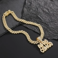 Hip hop gold Cuban link chain with a large iced-out diamond letter pendant for men - Pendant + Cuban Chain