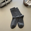 Dark grey ribbed crew socks made of combed cotton featuring a minimalist textured knit - Fine Rib / Dark Gray