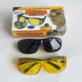 HD Vision high definition wrap-around eyewear set with black and yellow night vision lenses - Double Box Set / Black Gray & Transparent Yellow