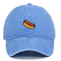 Casquette de baseball en coton lavé bleu clair avec broderie hot-dog sur le devant - Rose bonbon
