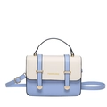 Borsa a tracolla bicolore blu e bianco in pelle PU con dettagli dorati e scritta moda - Blu e Bianco