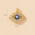 Golden evil eye pendant with blue enamel and sparkling white zircon pavé edges - Gold Round White Blue Black Enamel Eye Pendant (42)