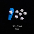 8mm iridescent white resin rose charms for 3D nail art decoration with chrome finish - 8mm / AB White