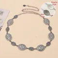 Cadena de cintura bohemia plateada con eslabones ovales en estilos fino y estándar - Estilo Delgado / Plata Bohemio