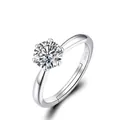 Classic six-prong 925 silver moissanite ring available in 1, 2, 3, and 5 carat options - Adjustable Open / 2 Carats (8mm)