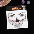 Silberne und rote Kristall-Gesichtsjuwelen im Totenkopf-Design für Tag der Toten - Rot Stil 2