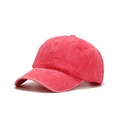Retro washed pink baseball cap with vintage worn-out texture and curved brim - Adjustable / Washed Watermelon Red