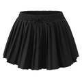 Detail of black pleated mini skirt with adjustable elastic drawstring waistband - S / Skirts / Black