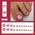Französischer Stil dunkelrosa Fußnägel zum Aufkleben mit floralem Muster und 24er-Set - Rosa Französischer Sakura-Stil (F187)