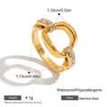 Waterproof gold twisted knot ring in stainless steel with sparkling white cubic zirconia - Twisted Knot Inlay