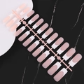 French tip coffin fake nails in nude and white, 24 pieces on a pink display rack - French White Tip Long Coffin Matte (CFX-MP01)