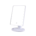 Specchio per trucco a LED bianco con touch screen e base portaoggetti - Bianco