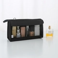Borsa da toilette da viaggio nera con finestra in rete e maniglia superiore - Nero
