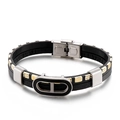 Men's multilayer braided leather bracelet with stainless steel pig nose buckle detail - 19cm / Mixed Color (KB146904-KLHQ)