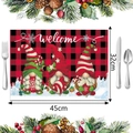 Mantel individual navideño con gnomos y cuadros, dimensiones 45cm x 32cm detalle - Estilo 8