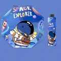 Manual folding umbrella for kids with blue space explorer astronaut and rocket design - Manual Inverted - Space Trip [Reflective Strip]