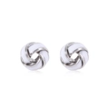 Silver-plated rope knot stud earrings with white enamel finish for a minimalist style - Style 17-White Knot Round Stud Earrings