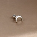 Orecchino a mezzaluna d'argento lucido con chiusura a sfera per piercing all'orecchio - Argento (Mezzaluna)